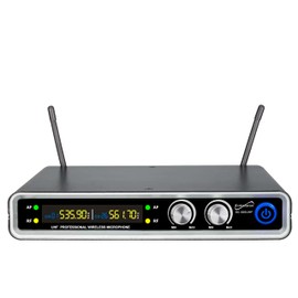 Supersonic SC-920UHF UHF Dual FIixed Channel Wireless Microphone Systems with Dual Handheld Transmitters, LED Status Indicator, Long Battery Life for Singing Karaoke, Dj Party, Home KTV Set