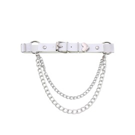 [NazyJnn] Y2K Garter Ring with Chain Heart Buckle Leg Strap Harajuku Punk Lolita Thigh Decoration, white, Free size