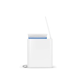 simplehuman Small Bathroom Trash Can with Lid, Stainless Steel Waste Basket, 5 Liter / 1.3 Gallon, White