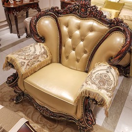 Luxury armrest Couch arm Covers for recliners Sofas Chairs Anti-Slip Furniture Protector Set of 2 (MLK-Beige)