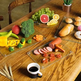 Tempered Glass Cutting Board Set of 4, Non Slip Glass Trays for Kitchen Countertop by Murrey Home, Heat Resistant, Stain Resistant, 11.75"x15.75", 7.75"x11.75" & Round 11.75"