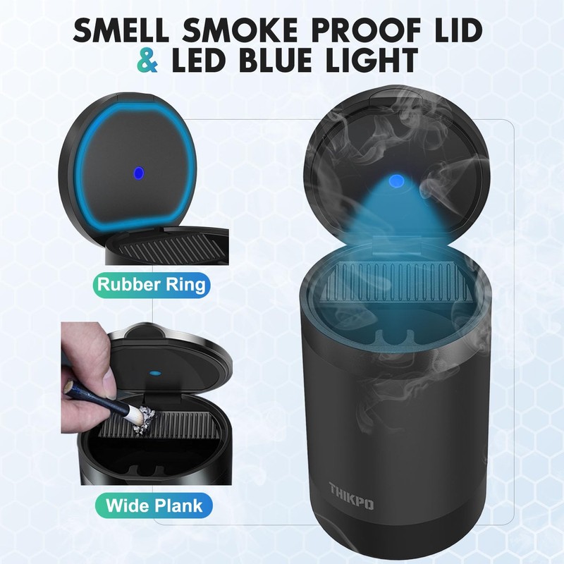 THIKPO Car Ashtray with Lid, Portable Ashtray for Car, Mini