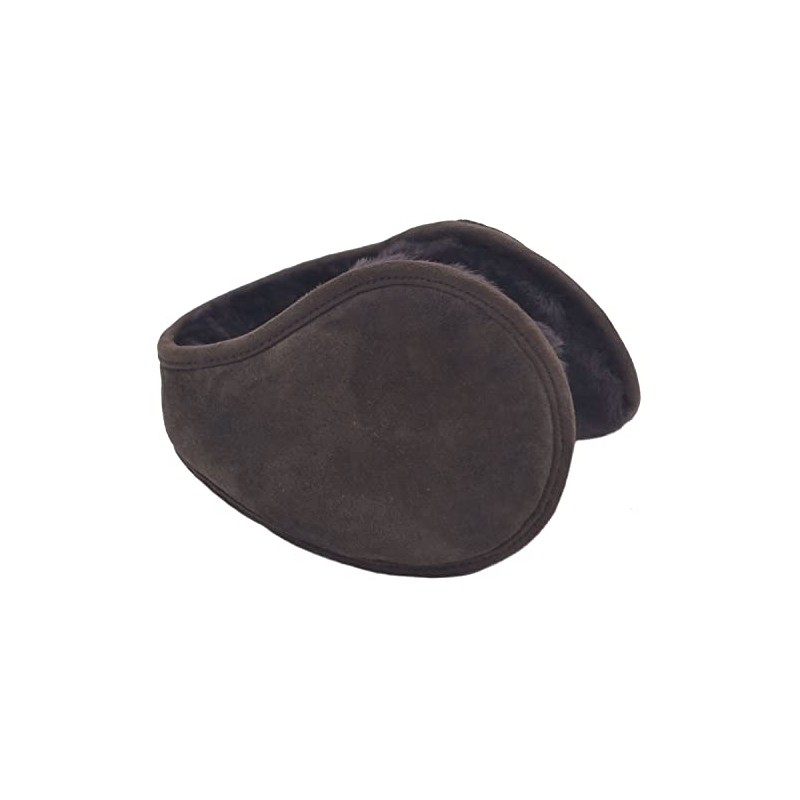 Lambland Sheepskin and Suede Ear Warmers Sprung Earmuffs (Dark Brown)