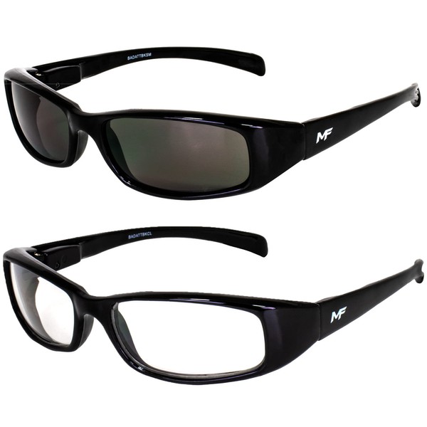 MF Eyewear 2 Pairs of Bad Attitude Cool Wraparound Motorcycle