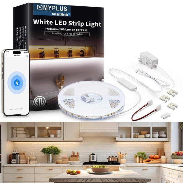 MYPLUS - Tira de luces LED blancas sintonizables de 16.4