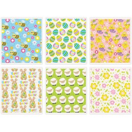Whaline 6Pcs Easter Swedish Dishcloths Easter Egg Bunny Chicken Flower Kitchen Dish Towel Cute Reusable Cotton Kitchen Towels for Easter Spring Baking Cooking Home Decor, 6.7 x 7.7Inch