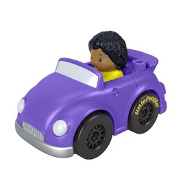 Fisher-Price Little People Collectible Wheelies Car HGP73 - Purple Convertible Love Bug Car AA Girl Driving