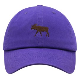 JPAK Moose Premium Dad Hat Embroidered Cotton Baseball Cap Elk Hunting Purple