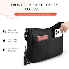 Genuine Leather Crossbody Bags for Women, Black Leather Purse Soft Real Hobo Crossbody with 2 Removable and Adjustable Straps Trendy Womens Purses and Handbags for Everyday