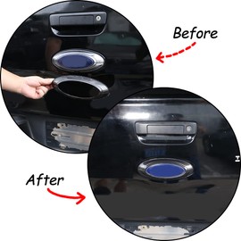 PIUGILH Fit for Ford 2015-2022 ABS Rear Car Logo Emblem Badge Ring Decorative Frame Car Exterior Accessories (Carbon Fiber Style)