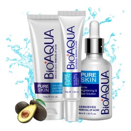 Bioaqua Pure Skin set 3 pzs antiacné, elimina grasa y espinillas en piel normal
