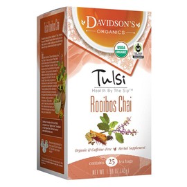Davidson's Organics, Tulsi Rooibos Chai, 25-count Tea Bags, Pack of 6