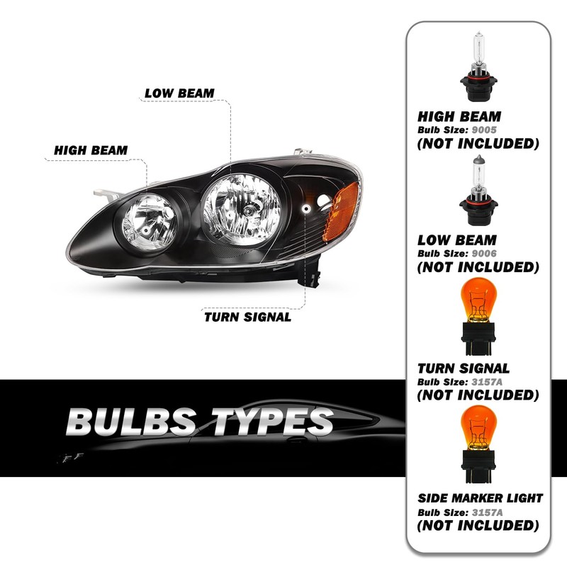 SOCKIR Headlight Assembly Compatible with 2003 2004 2005 2006 2007