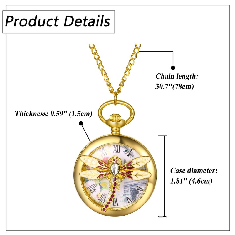 JewelryWe Pocket Watch Women's Elegant Tree of Life / Skull