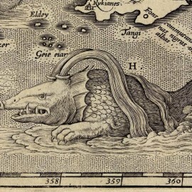 Abraham Ortelius Italian Big MAP of ISLANDIA Sea Monsters circa 1608 24" x 36"