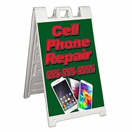 Cell Phone Repair (24" X 36") Standard A-Frame Signicade, Includes Decal Applied to Stand