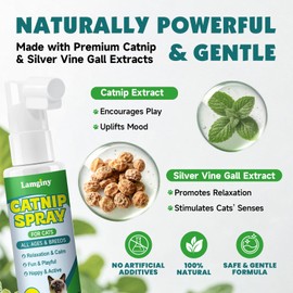 Catnip Spray for Cats with Silvervine, Enhance Playtime & Relaxation, 60ML