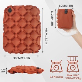 Inflatable Air Seat Cushion, Portable Travel Pressure Relief Pad for Camping, Office Chair, Long Flights, Foldable Lightweight Design (Brown)