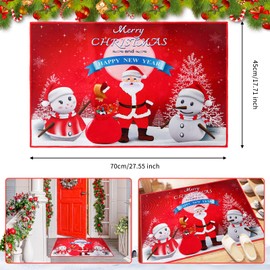 Christmas Doormat 45*70cm Non-Slip Christmas Floor Mat Merry Christmas Welcome Doormat Santa Snowman Door Mat Absorbent Christmas Bath Rug for Outdoor Indoor Kitchen Bedroom Doorway Xmas Decoration