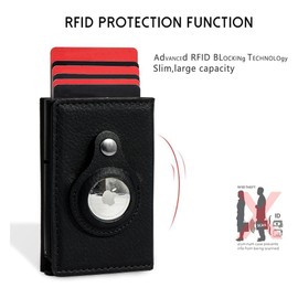 Juzar Tapal Collection AirTag Wallet - Mens Smart Wallet Card Holder for Airtag Minimalist Front Pocket Wallet with Money Clip Leather Trifold Wallets for Men RFID Blocking