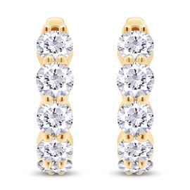 SAVEARTH DIAMONDS Moissanite Hoop Earrings for Women, D-E Color Lab Created Moissanite Diamond In 14K Yellow Gold Over Sterling Silver