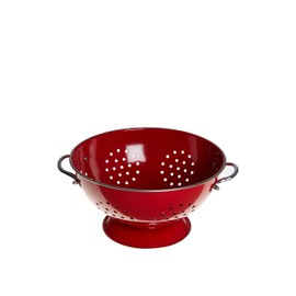 Premier Housewares 508555 Enamel Retro Colander Bowl Stainless Steel Pasta Strainer Red Rice strainer for Cooking Sives for Cooking Pasta Drainer, H13 x W23 x D23cm