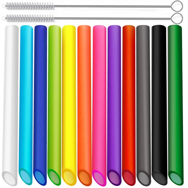 ALINK Pack of 12 Reusable Bubble Tea Straws with 2