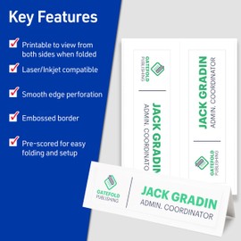 Avery Printable Tent Cards, 3.5" x 11", White with Embossed Border, 50 Blank Place Cards for Laser and Inkjet Printers (5309)