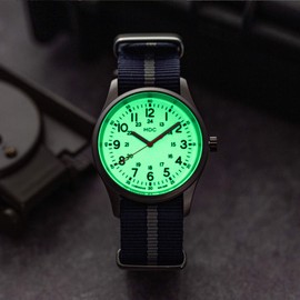 Infantry Glow in The Dark Military Watches for Men Tactical Analogue Mens Wrist Watch Waterproof Work Casual Outdoor Sport Luminous Army Field Blue Nato Strap