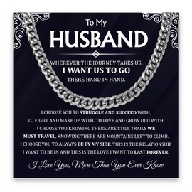 Husband Necklace Gifts From Wife, Anniversary Necklace For Husband, Christmas Birthday Valentines Day Necklace Gifts For Him, Cuban Chain Necklace For Men Romantic Gift