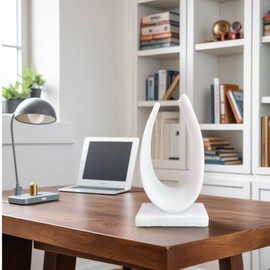 Dwelloria Abstract Sculpture - Modern Imitation Marble Style Arc Ornaments, Minimalist Art Home Decoration, Suitable for Living Room, Office, Bedroom Furnishings
