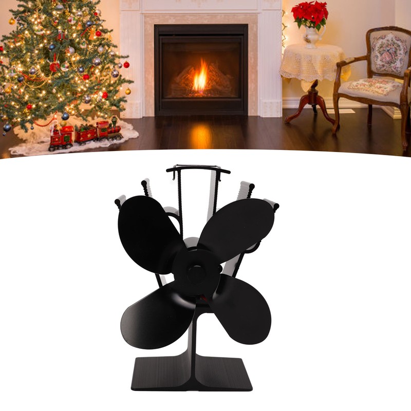 Heat Powered Fireplace Fan 4 Blades Aluminum Alloy Stove Fan