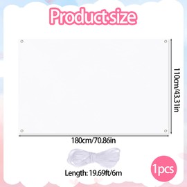 Large Blank Banner, 3.6 X 6 Ft Custom Banner with Hanging Rope Polyester Fabric Banners Painting Supplies for Sublimation Diy Room Indoor Outdoor Decorate Office Party Supply Wall Signs (White)