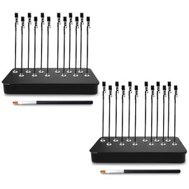 Keboyoe Pack of 24 Third Hand Soldering with Magnetic Base, Flexible Soldering Aid, Crocodile Clip, 15 cm, Magnetic Alligator Clips with 2 Brushes and 2 Iron Box Base for Soldering Aid, Board Holder