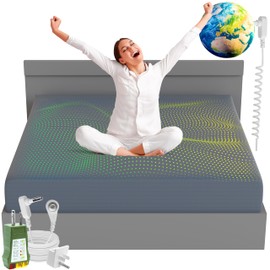 Grounding Sheets Queen Size 60x80x13.5 Inches - 95% Organic Cotton 5% Silver, Gray Grounded Bed Sheets Queen Size for Overall Improved Wellbeing, with 15 ft Grounding Cord