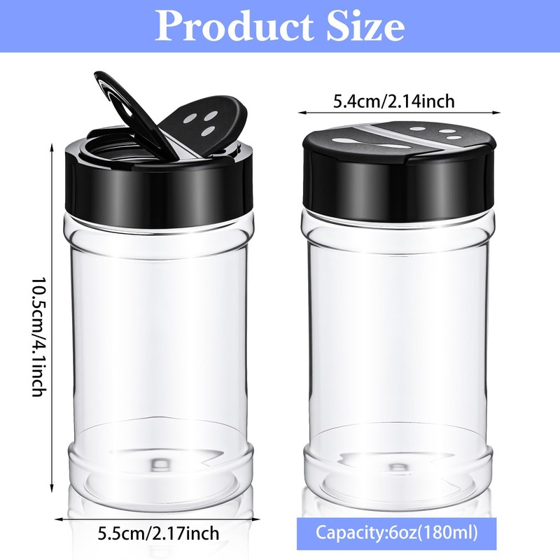 xozeooeu 48 Pack 6 Oz Plastic Spice Jars with Shaker