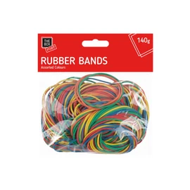 250 Strong Elastic Rubber Bands Assorted Colours 140g