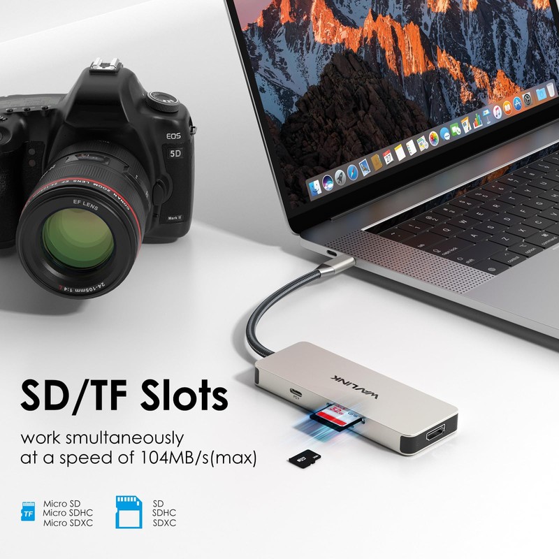 WAVLINK 7-in-1 USB C Docking Station, Multi-Port Adapter, 4K HDMI