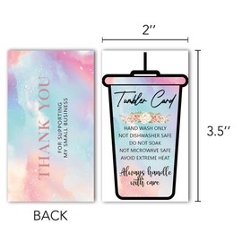 Tumbler Care Instructions Thank You Card, Tumblers Care Instruction Insert for Small Business, Customer Reminder Card for Small Business, Small Online Shop Package Insert, 3.5"X 2", Pack of 50