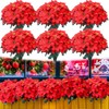 Tigeen 50 Pcs Christmas Artificial Poinsettia Flowers 7 Heads Faux