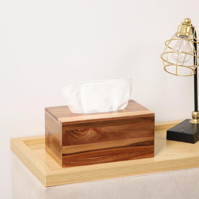 CATORY Tissue Box Cover, Acacia Wood Tissue Box Cover Rectangle,