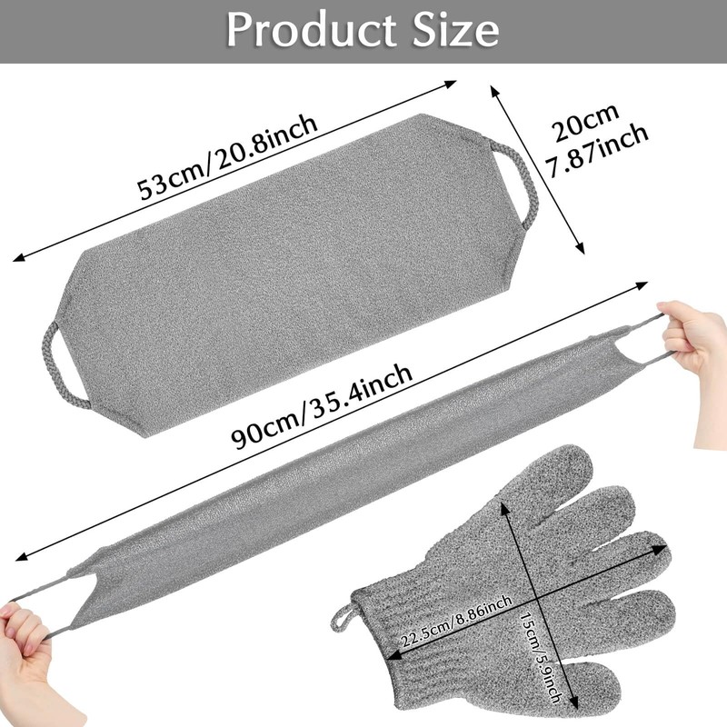 Anezus Exfoliating Back Scrubber Bath Gloves Set, Exfoliating Shower Towel