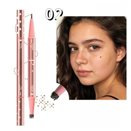 Waterproof 2-in-1 Freckle Pen Pro, Long-Lasting Double-Sided Freckle Stamp & Eyebrow Pencil with Precision Tip & Sponge Stamp for All Skin Types (02 Brown)