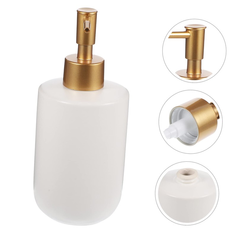 Alipis 420ml Ceramic Shampoo Body Wash Bottles Refillable Pump Dispenser