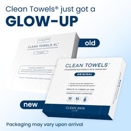 CLEAN SKIN CLUB Toallas faciales desechables Clean Skin Club Clean Towels XL®, paquete de viaje, 100% de base biológica USDA, aprobadas por la Asociación de Eczema, toallitas secas, artículo esencial