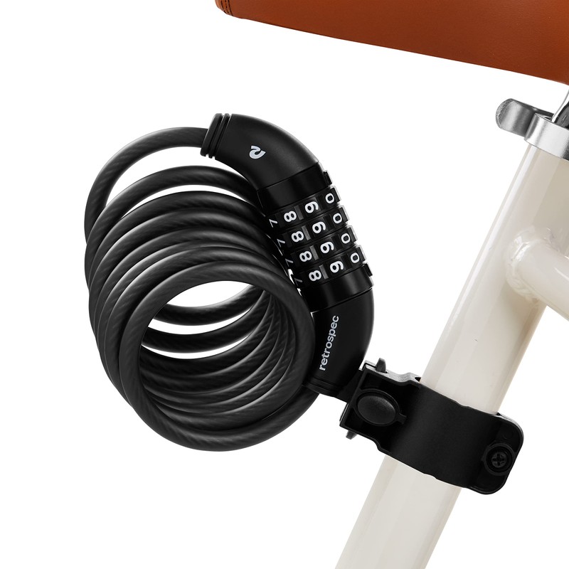 Retrospec Grizzly Bike Lock - 6ft Anti-Theft Cable with 4-Digit