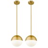 AUTELO 2 Pack Brushed Gold Pendant Lights, 8 Inch Glass