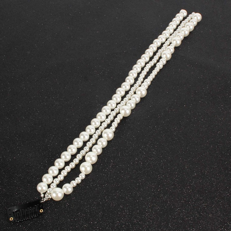 Wekicici Hair Extension Chain Pearl Tassel Hair Chain with Clips