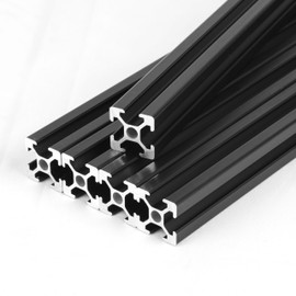 Fumive 5Pcs T-Slot 2020 Aluminum Extrusion for 3D Printer Parts and CNC DIY - European Standard Anodized Black (1220mm Long)