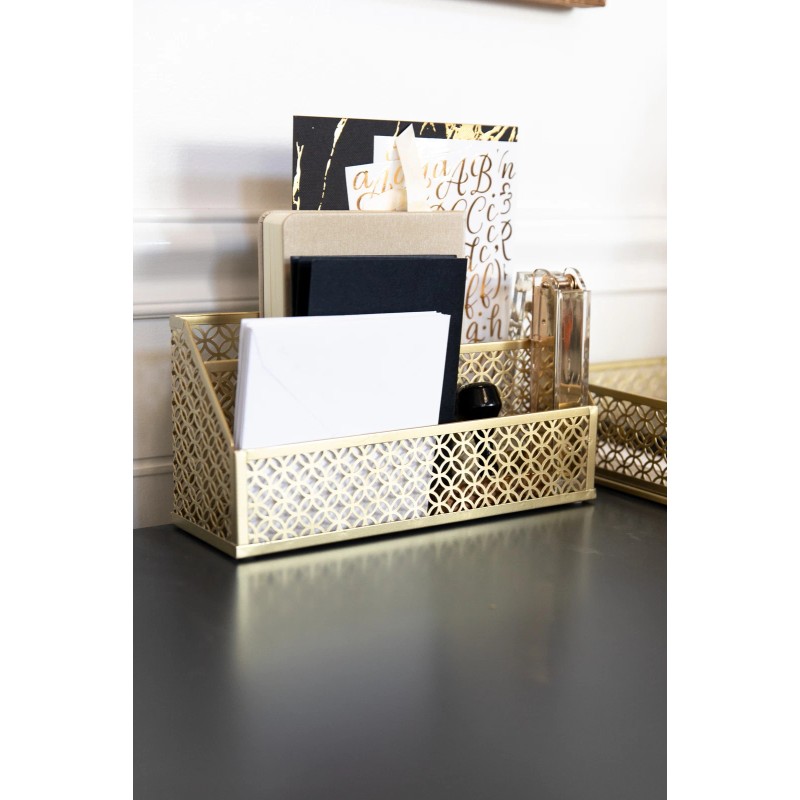 Blu Monaco Gold 5 Piece Cute Desk Organizer Set -